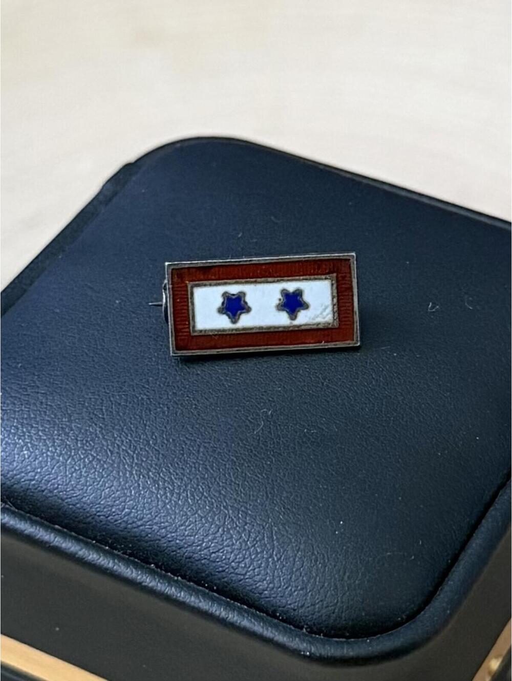 VTG 1940s WWII Era Signed CORO Sterling Silver & Enamel Two Sons in Service Pin